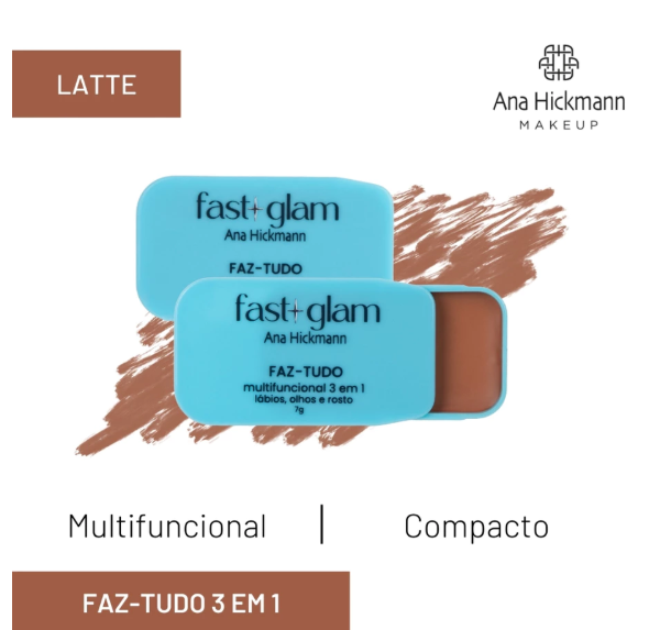 Faz Tudo Multifuncional 3 em 1 Blush Contorno Sombra Batom Fast Glam Ana Hickmann