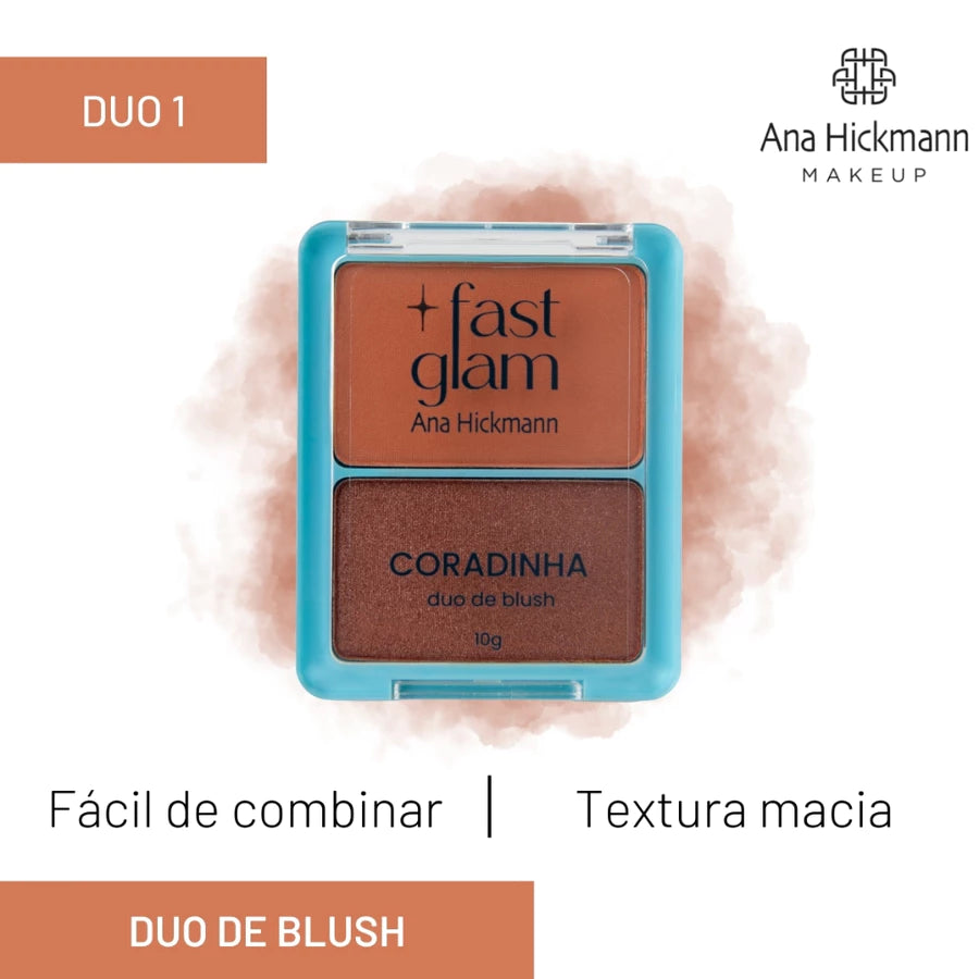 Blush Duo Fast Glam Coradinha Blush Contorno Iluminador Ana Hickmann