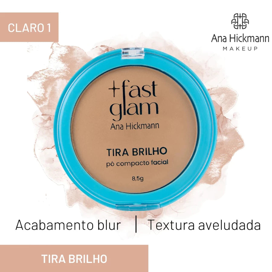 Pó Compacto Tira Brilho Fast Glam Ana Hickmann Alta Cobertura Matte 6 Tons