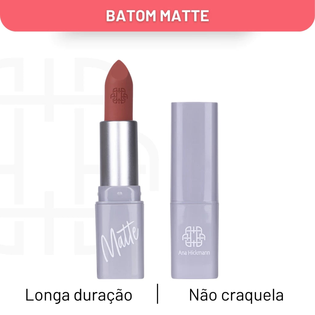 Batom Matte Hortência Lipstick Longa Duração Ana Hickmann