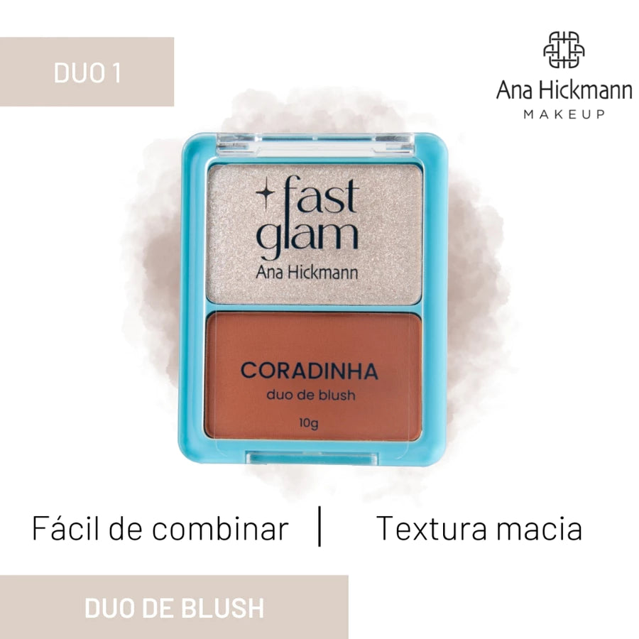 Blush Duo Fast Glam Coradinha Blush Contorno Iluminador Ana Hickmann