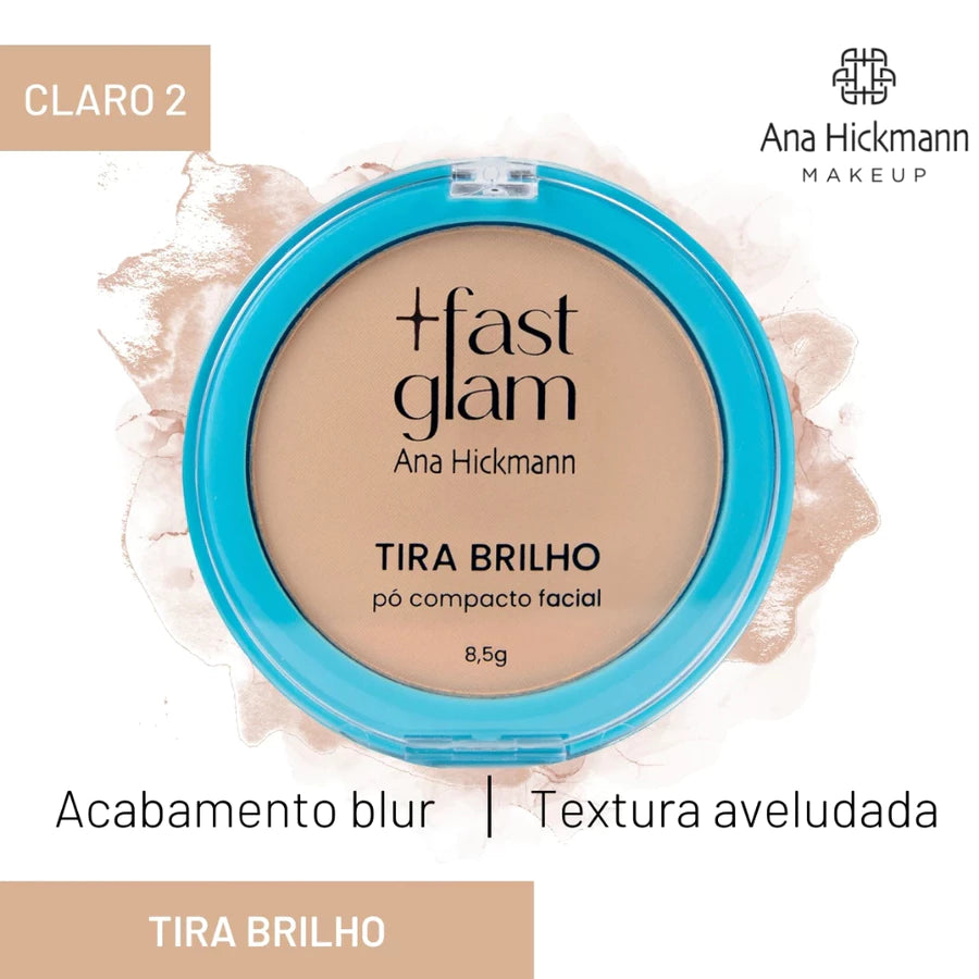 Pó Compacto Tira Brilho Fast Glam Ana Hickmann Alta Cobertura Matte 6 Tons