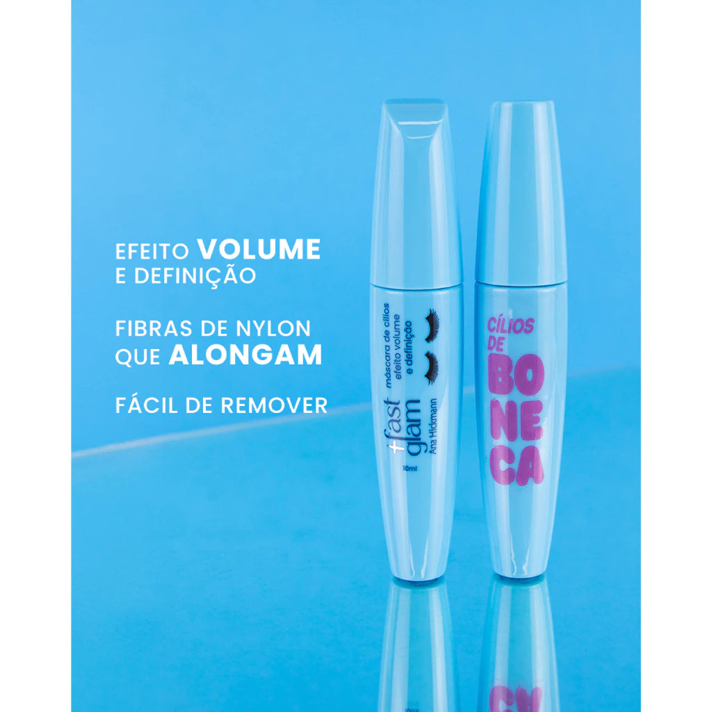 Máscara de Cílios Cílios de Boneca Efeito Volume e Definição Fast Glam Ana Hickmann