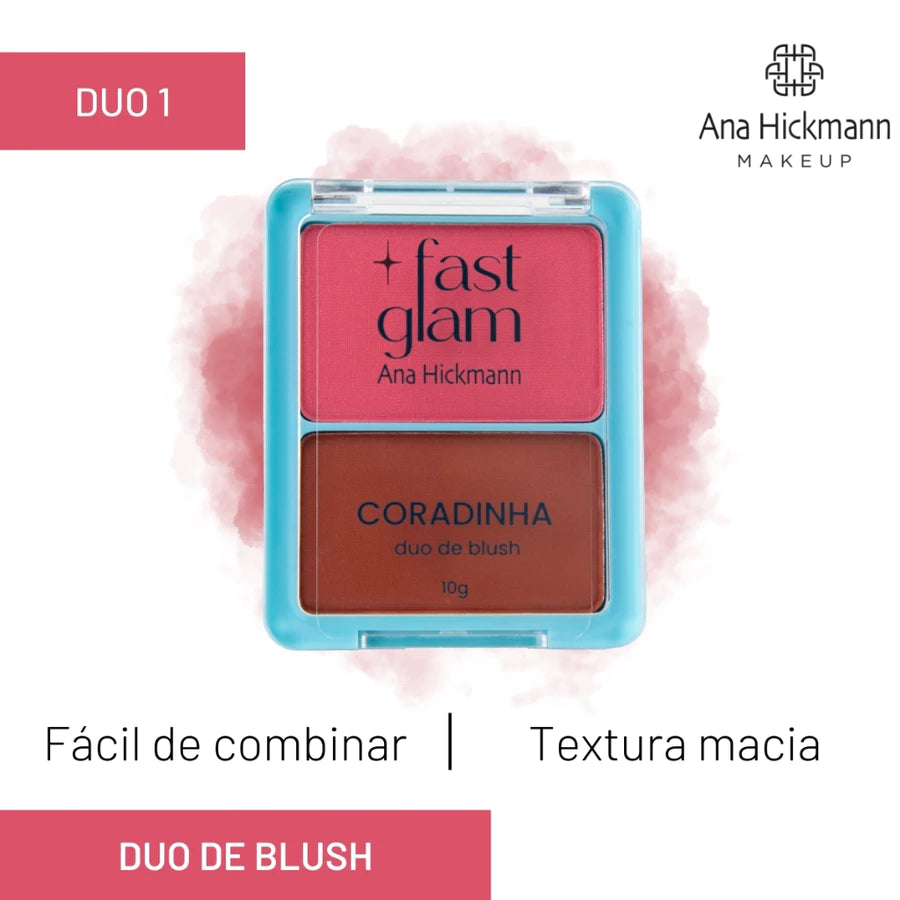 Blush Duo Fast Glam Coradinha Blush Contorno Iluminador Ana Hickmann