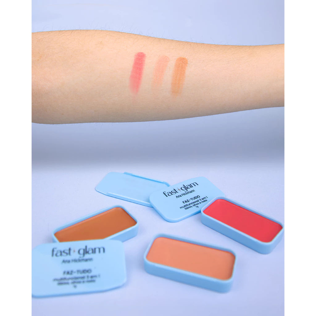Faz Tudo Multifuncional 3 em 1 Blush Contorno Sombra Batom Fast Glam Ana Hickmann