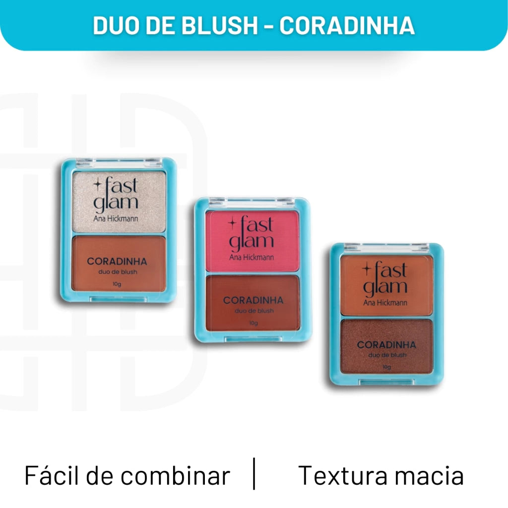 Blush Duo Fast Glam Coradinha Blush Contorno Iluminador Ana Hickmann