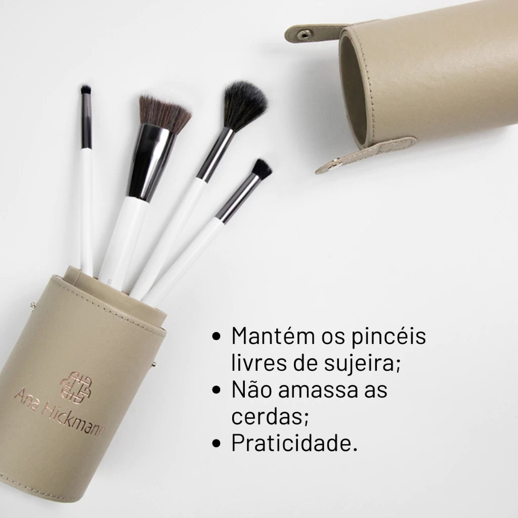 Estojo Para Pincéis de Maquiagem Cinza Ana Hickmann