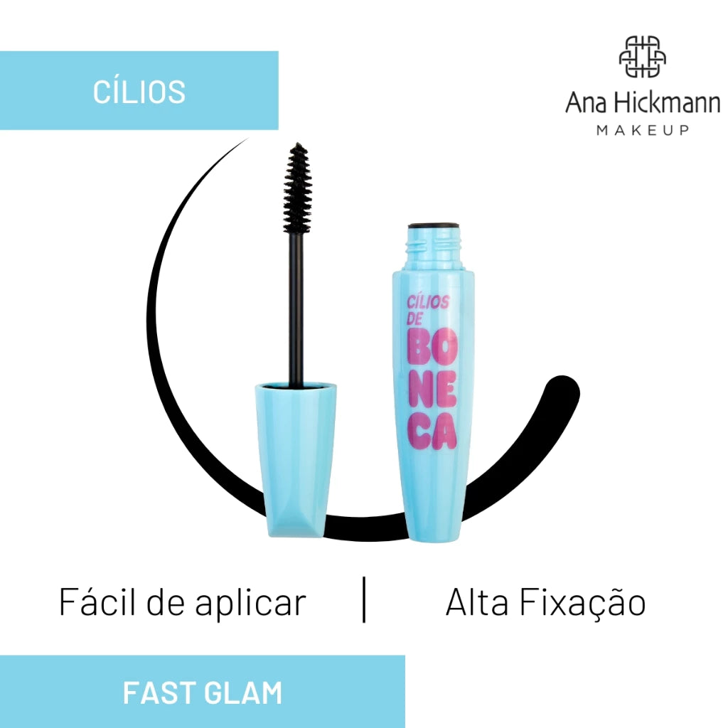 Máscara de Cílios Cílios de Boneca Efeito Volume e Definição Fast Glam Ana Hickmann
