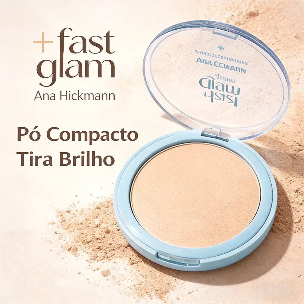 Pó Compacto Tira Brilho Fast Glam Ana Hickmann Alta Cobertura Matte 6 Tons