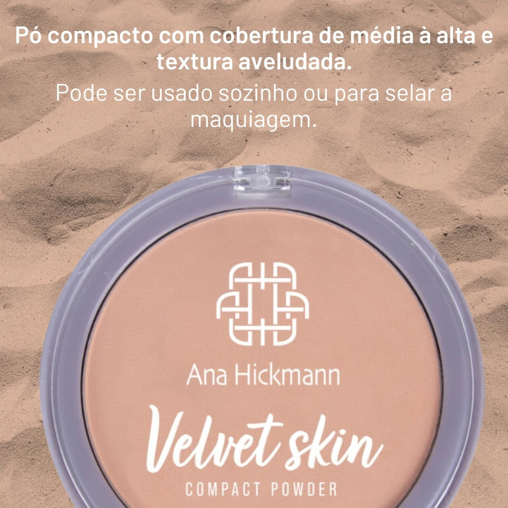 Pó Compacto Facial Cobertura Media Aveludado Velvet Skin Ana Hickmann