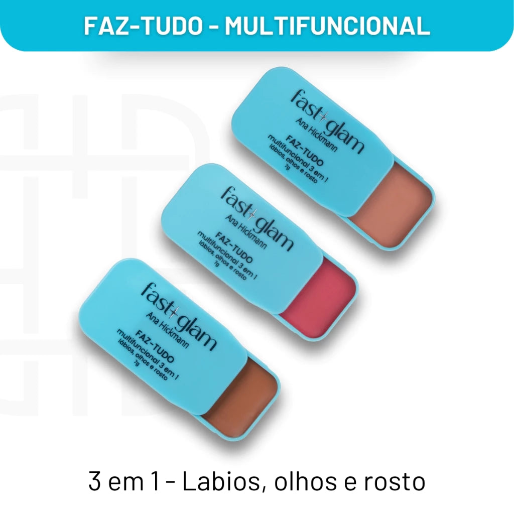 Faz Tudo Multifuncional 3 em 1 Blush Contorno Sombra Batom Fast Glam Ana Hickmann