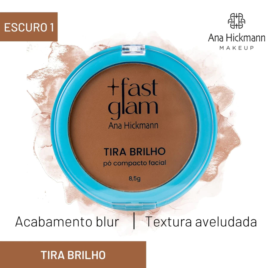 Pó Compacto Tira Brilho Fast Glam Ana Hickmann Alta Cobertura Matte 6 Tons