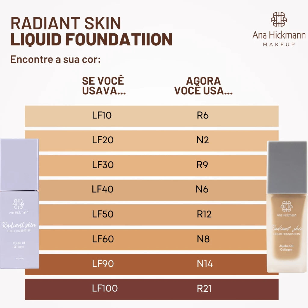 Maquiagem Base Líquida Semi Matte Radiant Skin R9 Ana Hickmann