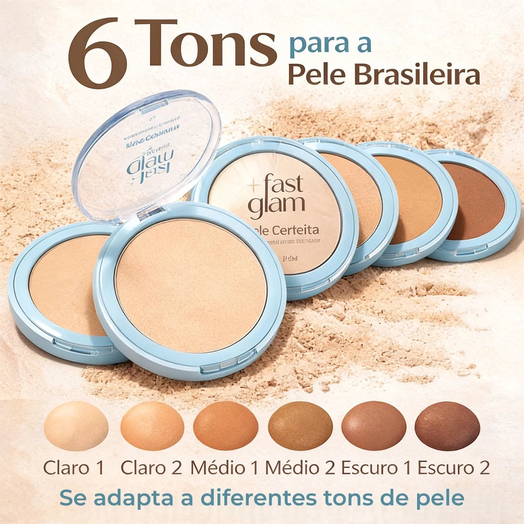 Pó Compacto Tira Brilho Fast Glam Ana Hickmann Alta Cobertura Matte 6 Tons