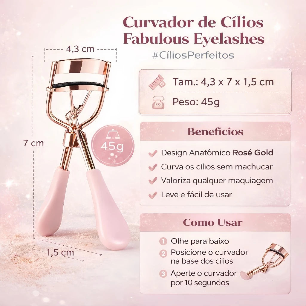 Curvador de Cílios Ana Hickmann Fabulous Eyelashes em Rosé Gold | Design Ergonômico, Não Machuca